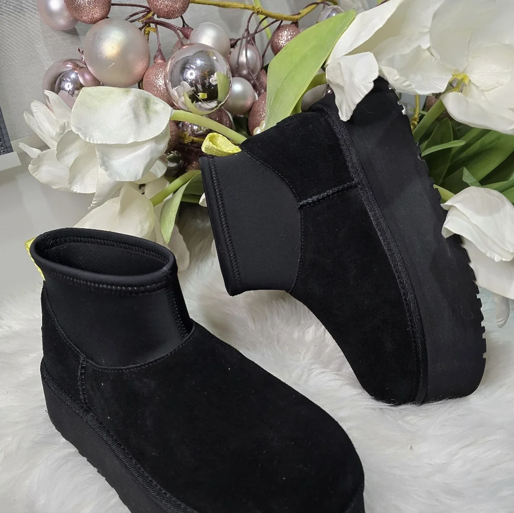 UGG CLASSIC MINI DIPPER PLATFORM CHESTNUT SUEDE WOMEN'S BOOTS New